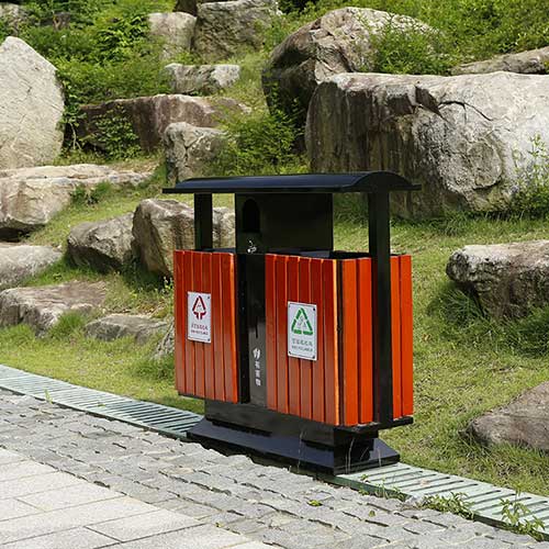 景區(qū)公園必備的景觀設(shè)施鋼木垃圾箱、與園林椅